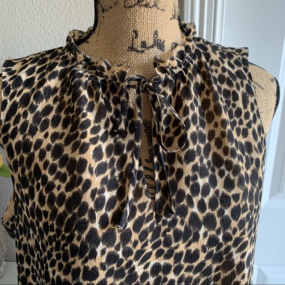 J. Crew Factory Leopard Ruffle Tie-neck Top - Picture 3 of 8
